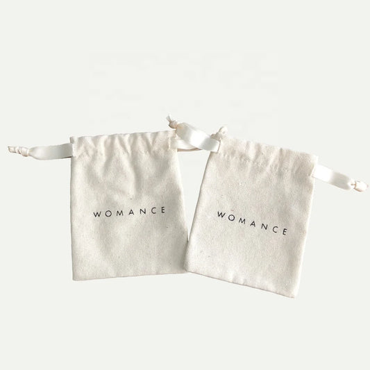 Custom Logo Printed Drawstring Canvas Bag Gift Jewelry Packaging Organic Cotton Canvas Pouch