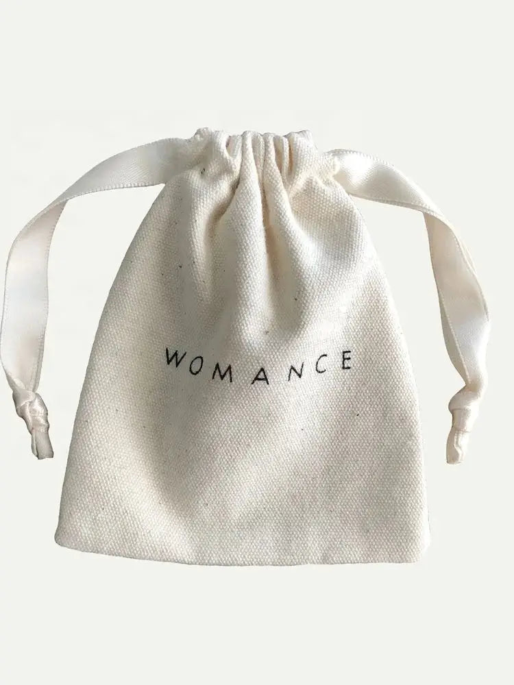 Custom Logo Printed Drawstring Canvas Bag Gift Jewelry Packaging Organic Cotton Canvas Pouch