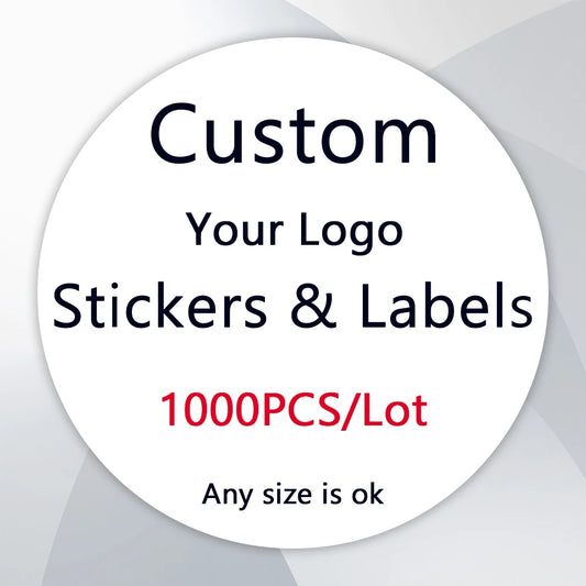 1000PCS Custom Stickers Customize Logo Business Name Thank You Stickers Personalized Packaging Labels Design Your Own Stickers