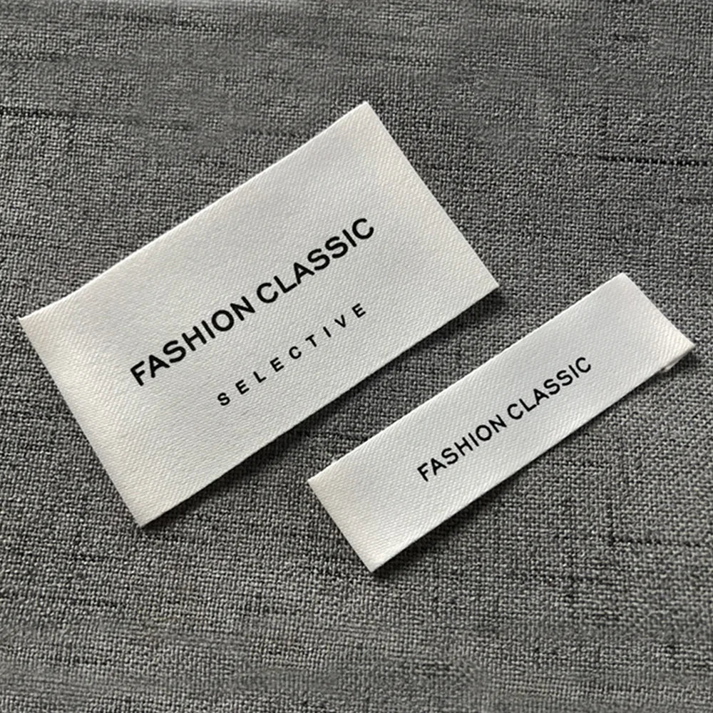 Custom Clothing Matte Cotton Belt Printing Label Collarprinting Woven Accessories Label ling biao Brand MQQ 50PCS