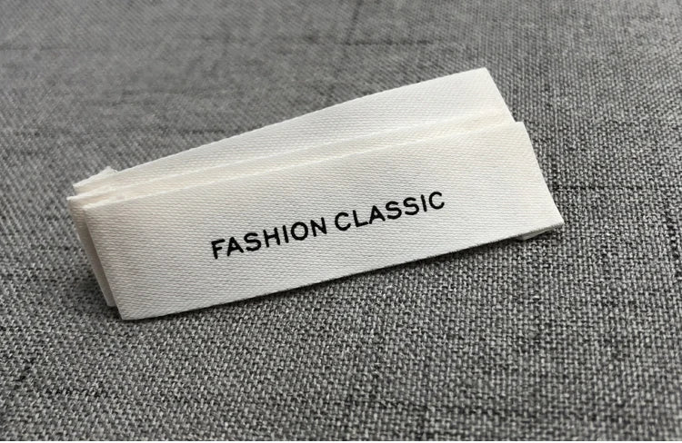 Custom Clothing Matte Cotton Belt Printing Label Collarprinting Woven Accessories Label ling biao Brand MQQ 50PCS