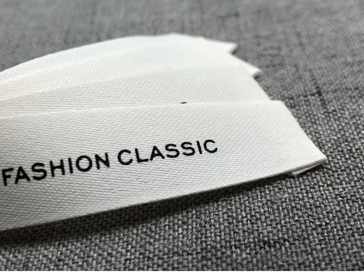 Custom Clothing Matte Cotton Belt Printing Label Collarprinting Woven Accessories Label ling biao Brand MQQ 50PCS
