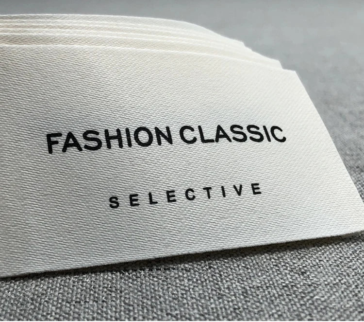 Custom Clothing Matte Cotton Belt Printing Label Collarprinting Woven Accessories Label ling biao Brand MQQ 50PCS