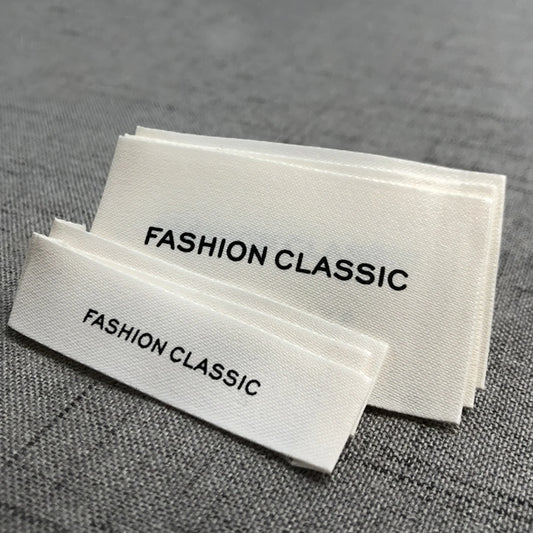 Custom Clothing Matte Cotton Belt Printing Label Collarprinting Woven Accessories Label ling biao Brand MQQ 50PCS