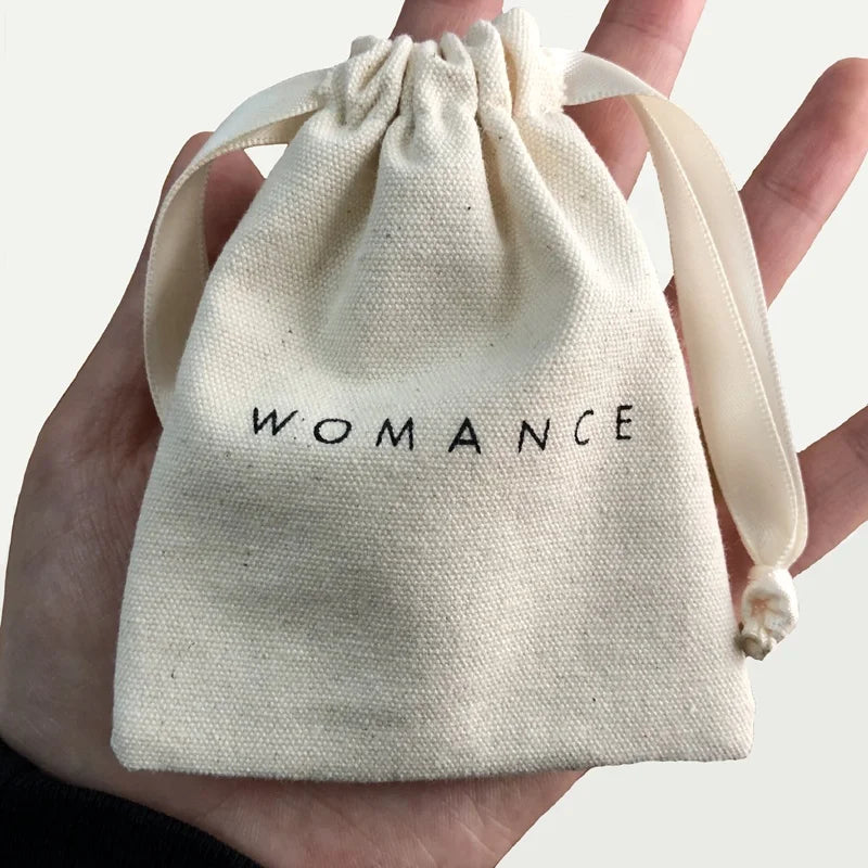 Custom Logo Printed Drawstring Canvas Bag Gift Jewelry Packaging Organic Cotton Canvas Pouch