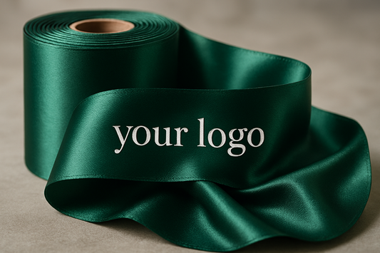 Real roll of ribbon stain and write (your logo)